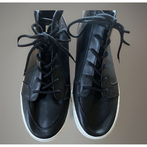 Lauren Ralph Lauren Rowling High Top Leather Sneakers Black Lace Up Size 11B - Picture 6 of 10
